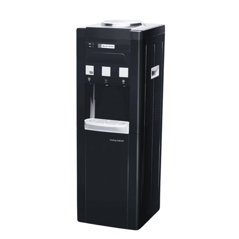 Side look of Blue star BWD3FMRGA- Black Water dispenser with cooling cabinet Side look of Blue star BWD3FMRGA- Black Water dispenser with cooling cabinet
