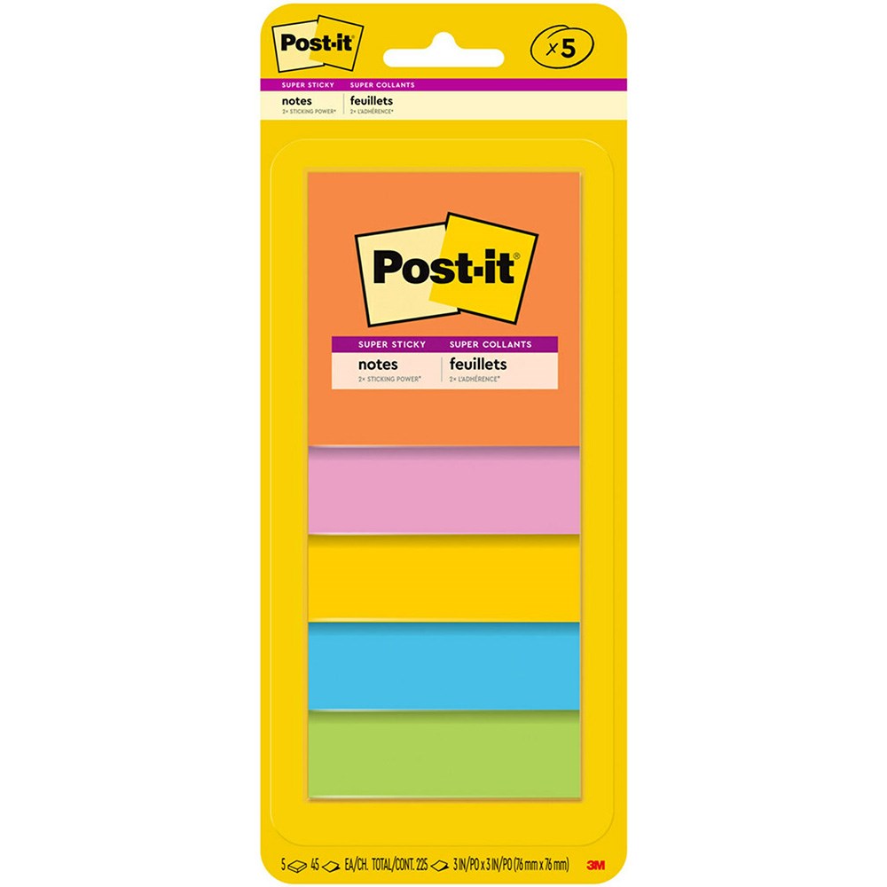Post-it 3321-5SSAU Super Sticky Notes 76 x 76mm Energy Boost Pack  of 5