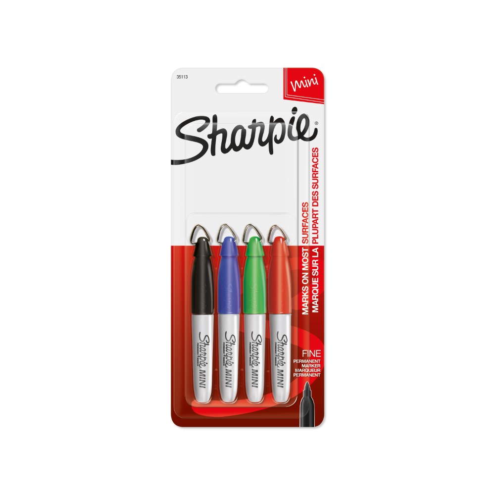 Sharpie Mini Fine Point Marker Permanent Bullet 1.0mm Assorted Pack of 4