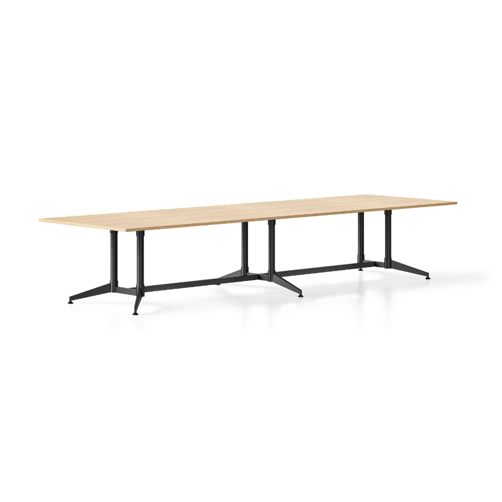 Rapidline Typhoon Meeting Table 3200W x 1200D x 750mmH Oak Top All Black Frame