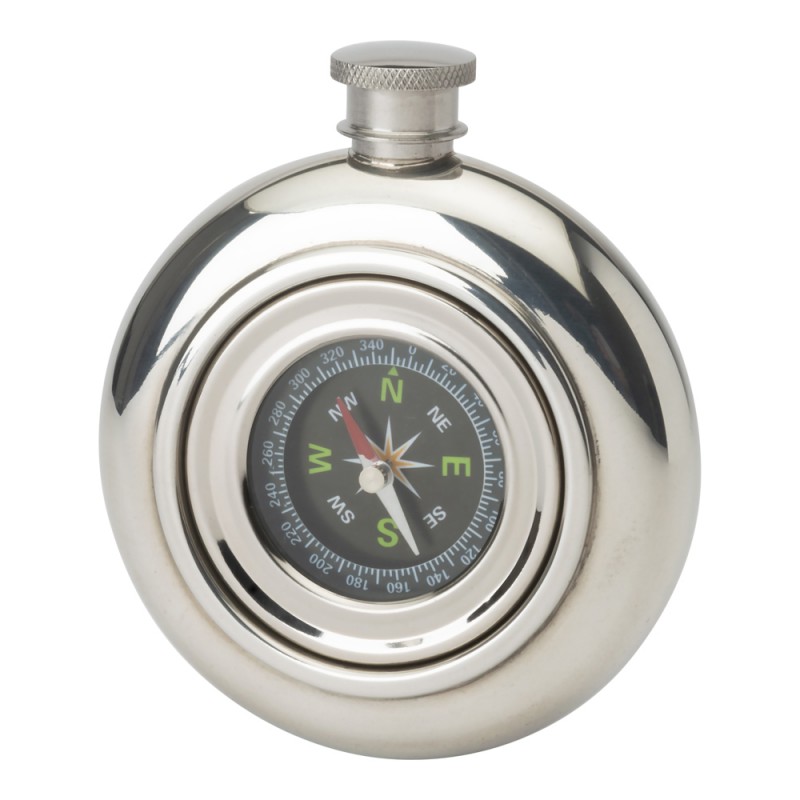 Working Compass Flask English Pewter. SKU #: EB31186. Working Compass Flask English Pewter. SKU #: EB31186.