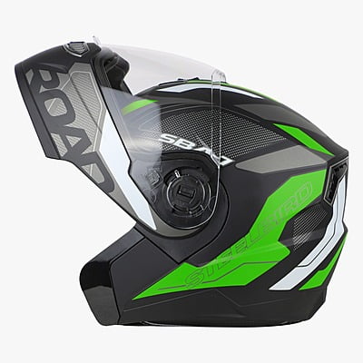 STEELBIRD SBA-7 ROAD MATT BLACK/GREEN C/V (M)