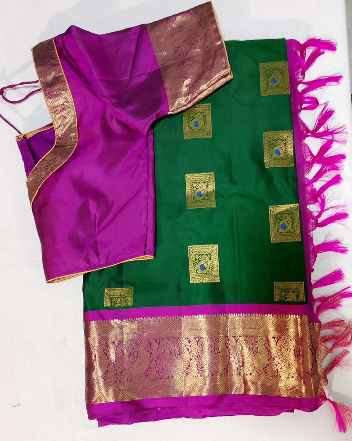 c057: Ready To Ship Pure Kanchipattu Saree With Stitched Blouse