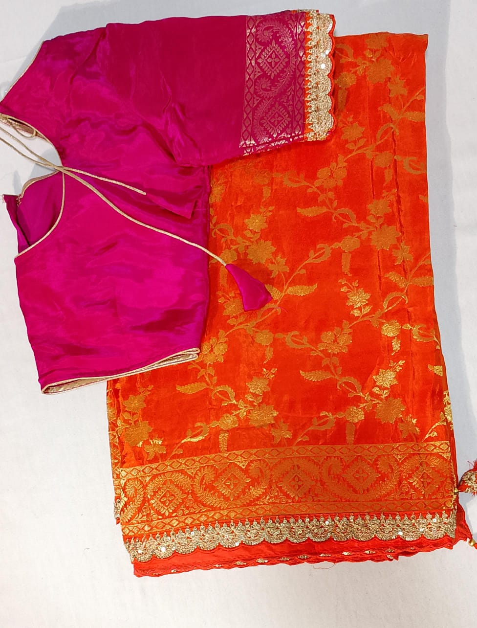 C112: Ready To Ship Banarasi Moonga Silk Saree With Stitched Blouse