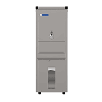 Front view of Sleek stainless steel Blue Star SDLX2040 water cooler with 40-liter capacity. Front view of Sleek stainless steel Blue Star SDLX2040 water cooler with 40-liter capacity.