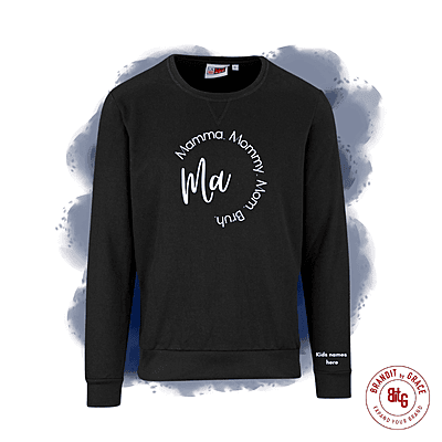 Ma + Kid's names on sleeve Sweater Top