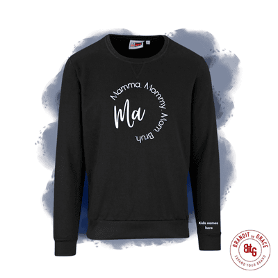 Ma + Kid's names on sleeve Sweater Top