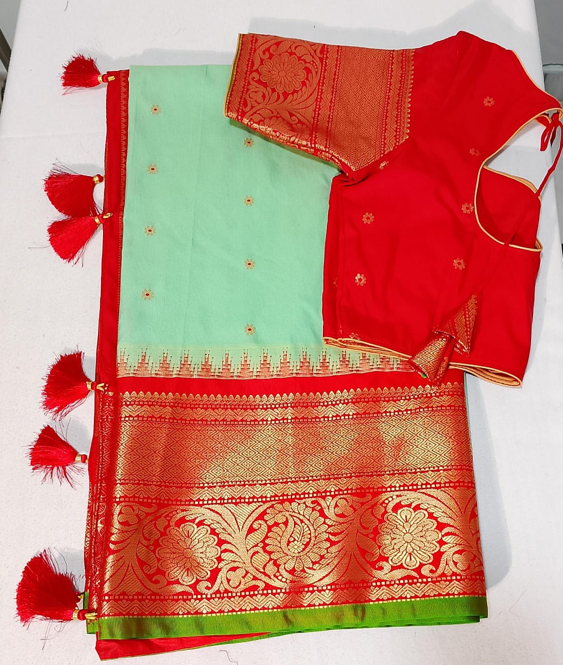C167: Ready To Ship Beautiful Gadwal Silk Saree With Stitched Blouse