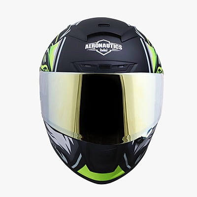 STEELBIRD SA-2 VILLAIN GLOSSY BLACK/NEON C/V (M) + EXTRA GOLD VISOR