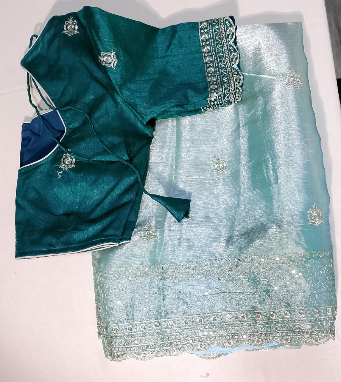 c052: Ready To Ship Organza Saree With Stitched Blouse