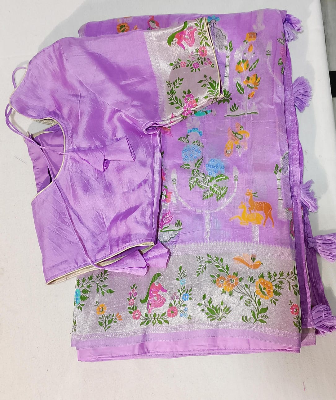 C152: Ready To Ship Beautiful Banarasi Moonga Silk Saree With Stitched Blouse