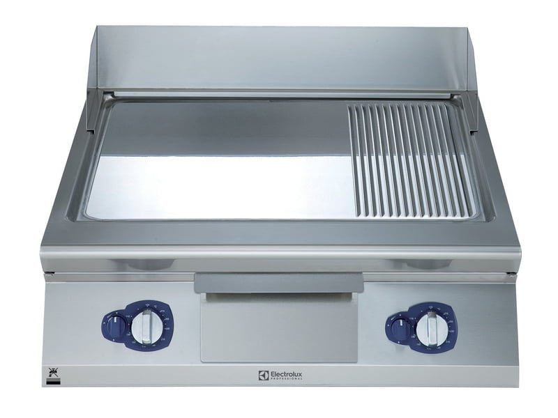 391055 GAS FRYTOP POLISHED CHROME SMOOTH+RIBB.SLOPED 800 MM 391055 GAS FRYTOP POLISHED CHROME SMOOTH+RIBB.SLOPED 800 MM