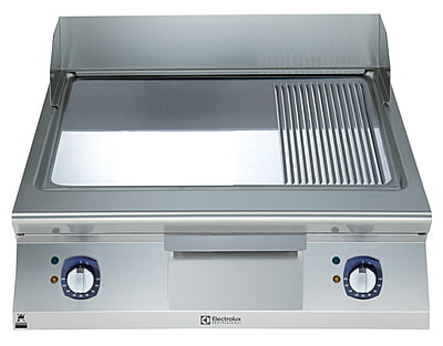 391177 EL.FRYTOP POLISHED CHROME SMOOTH+RIB.SLOP.800MM-230V