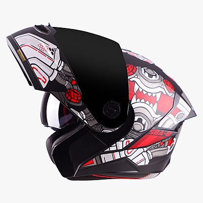 STEELBIRD SBA-8 ISS DIZIMON MATT BLACK/RED C/V 580 MM WITH EXTRA SMOKE VISOR