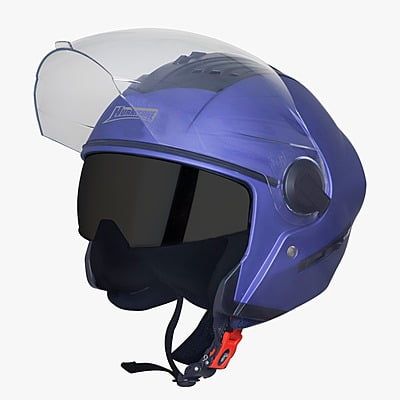 STEELBIRD SBA-3 HURRICANE WITH INNER SMOKE SUN SHIELD MATT YAMAHA BLUE C/V (M)