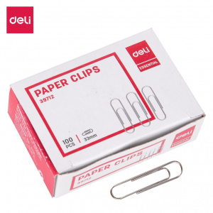 DELI E39712 SILVER PAPER CLIPS 33MM 100s