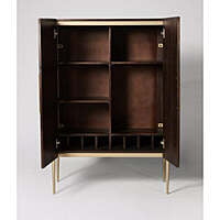 Modern Dark Wood Bar Cabinet with Brass Accents | Contemporary Liquor Cabinet Modern Dark Wood Bar Cabinet with Brass Accents | Contemporary Liquor Cabinet