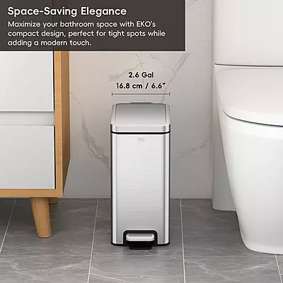 سلة نفايات ايكو بدواسة مع بطانة داخلية – 10 لتر  – من الفولاذ المقاوم للصدأ