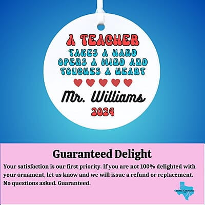 Teacher 4 Personalized 2024 Ceramic Ornament, Thank You Gift, Custom Keepsake Heirloom Memento Teacher 4 Personalized 2024 Ceramic Ornament, Thank You Gift, Custom Keepsake Heirloom Memento
