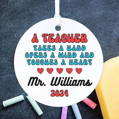 Teacher 4 Personalized 2024 Ceramic Ornament, Thank You Gift, Custom Keepsake Heirloom Memento