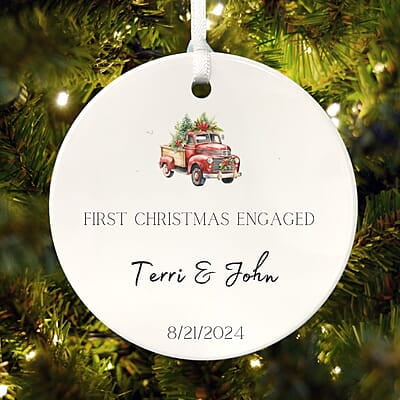 Engagement Ornament 4, Personalized 2024, Enduring Cherished Ceramic Keepsake, Custom Memento