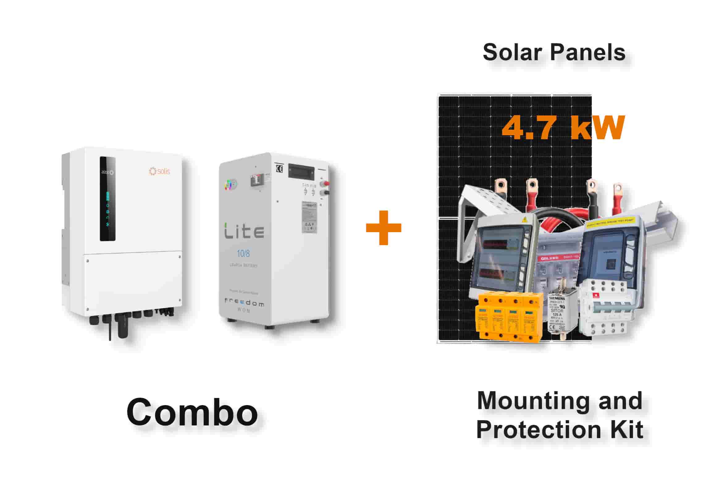 6.0 kW SOLIS S6 Hybrid - FREEDOM WON Combo, c/w 10.0 kWh Lithium Battery