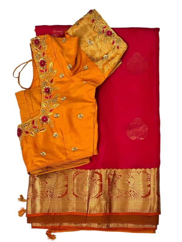 V04:Ready to ship Pure Kanchipuram silk saree with stitched blouse V04:Ready to ship Pure Kanchipuram silk saree with stitched blouse
