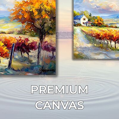 Vineyard Landscape Triptych Autumn UNFRAMED Canvas Print
