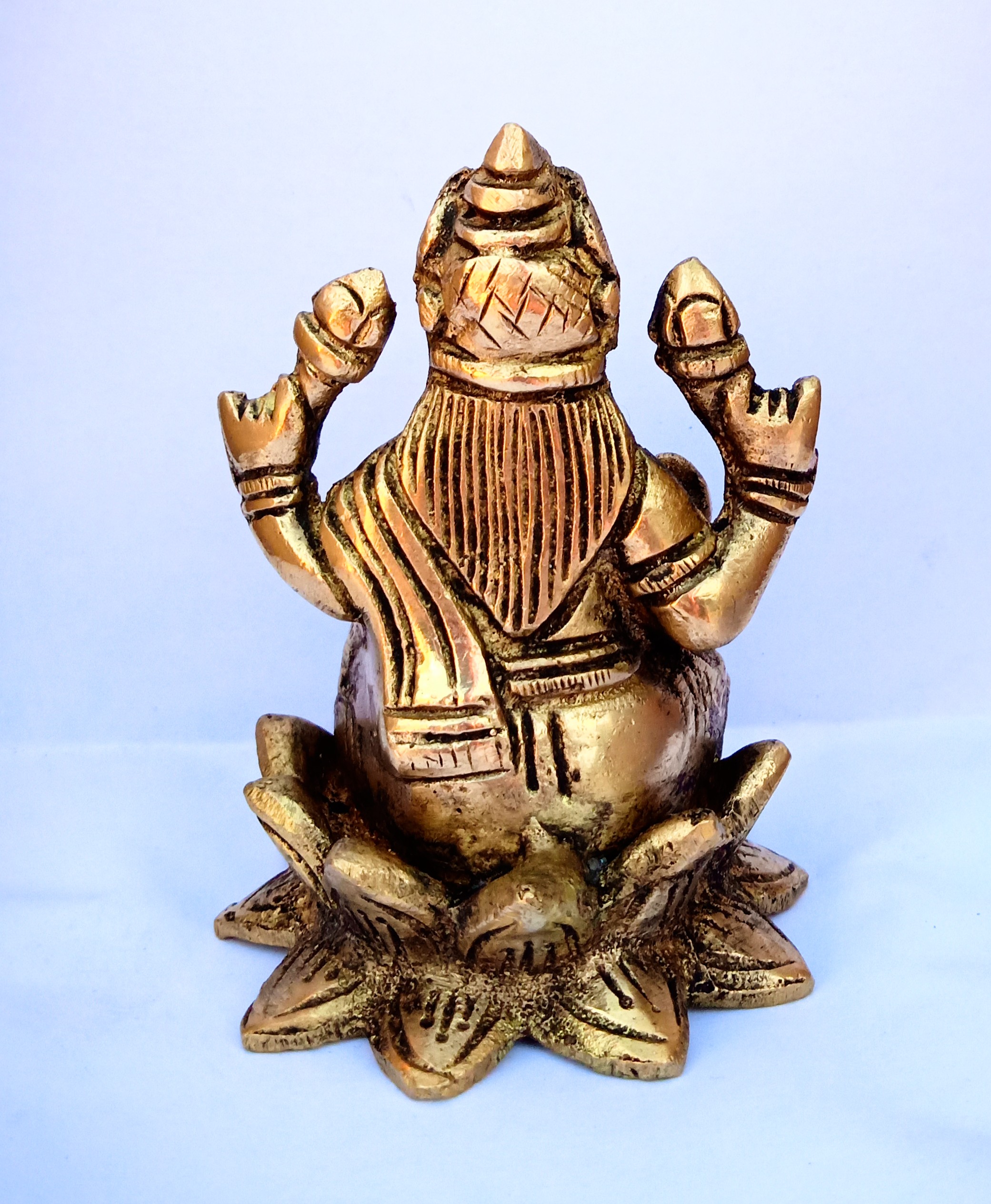 Laskshmi Devi on Lotus Brass Statue - 9 cm x 6 cm