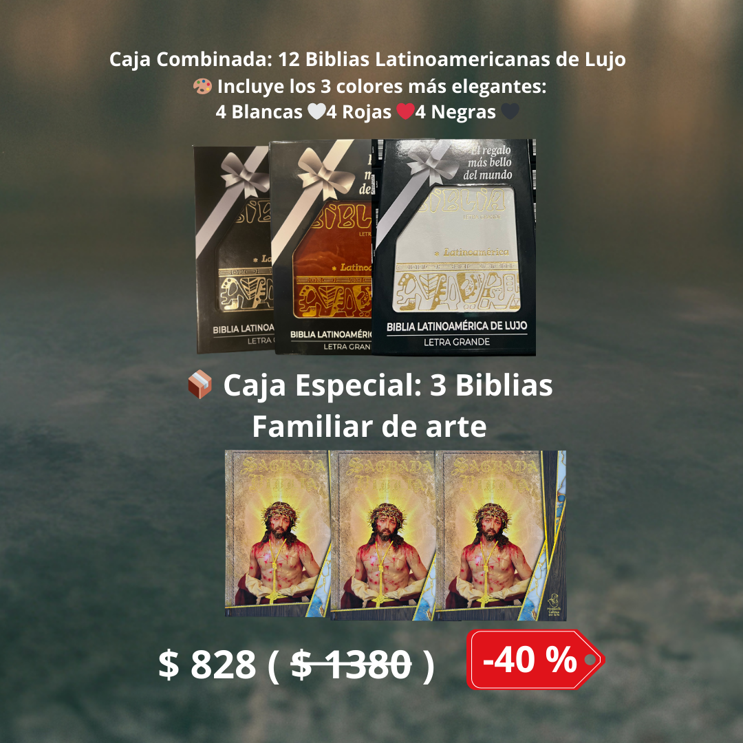 Caja Combinada: 12 Biblias Latinoamericanas de Lujo y 3 Biblias Familiares de Arte