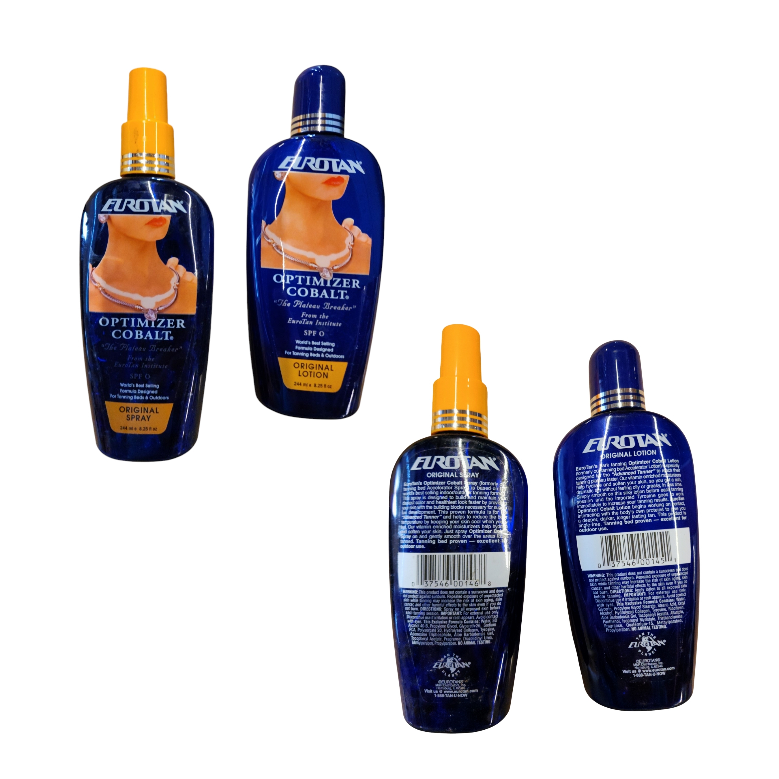 (05) Eurotan Optimizer Cobalt Spray And Lotion Pallet has a quantity of 720 bottles of each your price $1 retail price $9