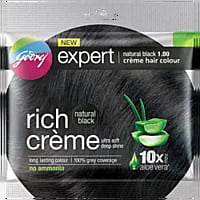 Godrej Expert Rich Creme Hair Colour - Single Use, Long Lasting, 100% Grey Coverage (20 g + 20 ml), 1 pc