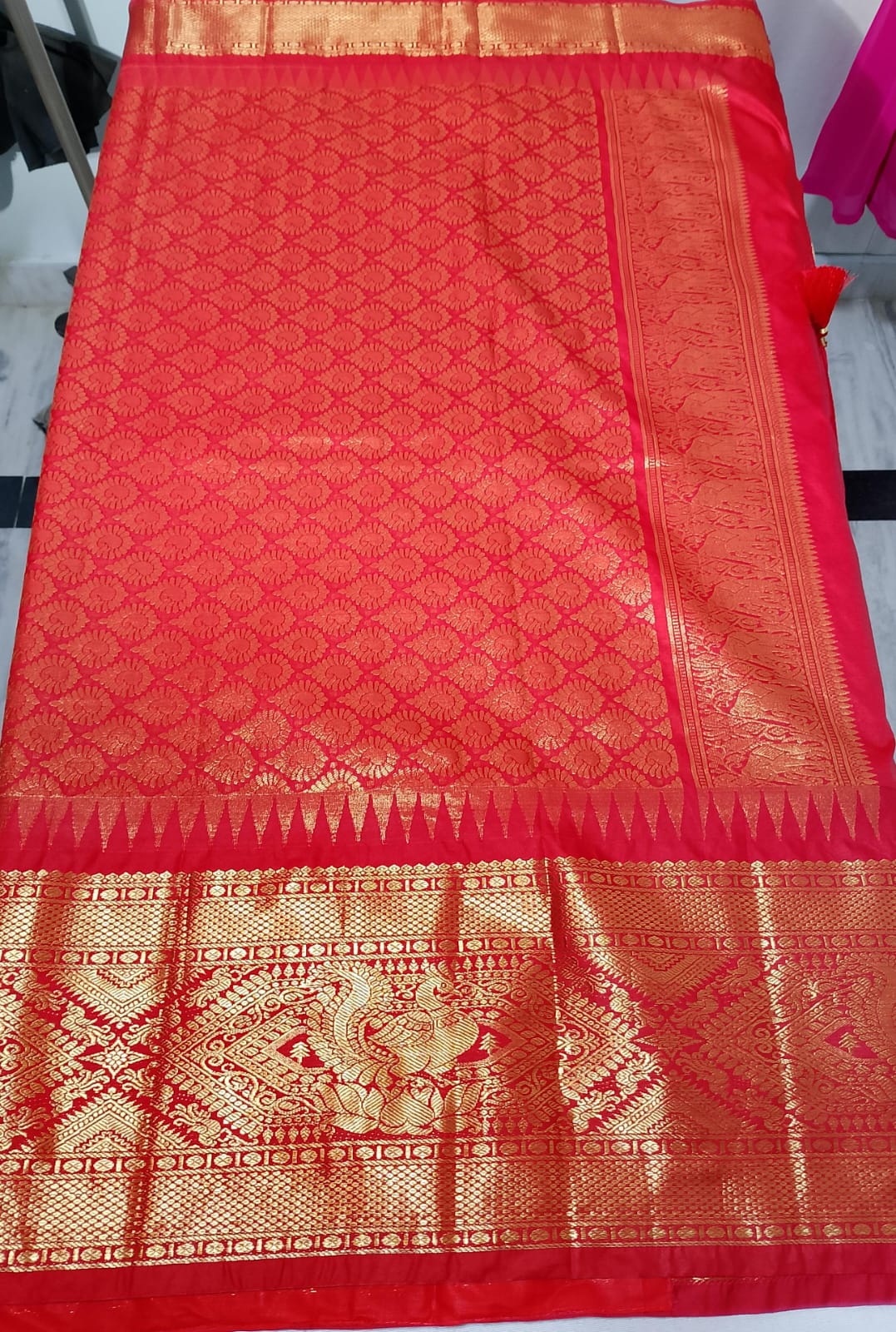 C165: Ready To Ship Beautiful Gadwal Silk Saree With Stitched Blouse C165: Ready To Ship Beautiful Gadwal Silk Saree With Stitched Blouse