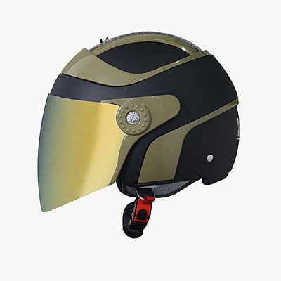 STEELBIRD SB-29 AER MATT BLACK/DESERT STORM C/V 600 MM WITH EXTRA GOLD VISOR