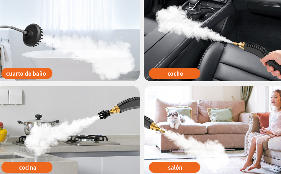 Limpiador a Vapor de Alta Presión, Tres Niveles de Temperatura Ajustable 2500W