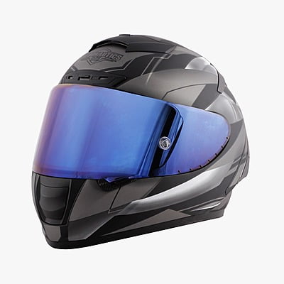 STEELBIRD SA-2 METALLIC MATT BLACK/GREY C/V (L) + EXTRA CHROME VISOR