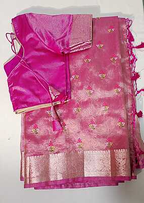 C232: Ready To Ship Beautiful Organza Saree With Stitched Blouse