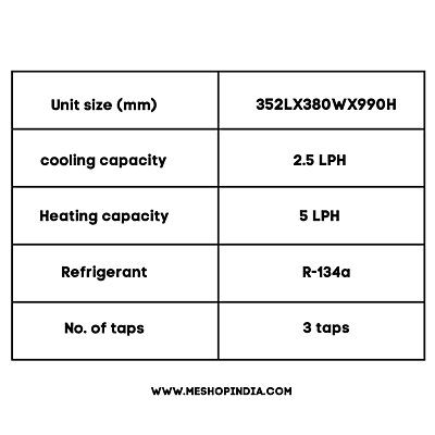 Specification of Blue star BWD3FMRGA- Maroon Water dispenser with cooling cabinet