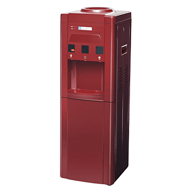 Side look of Blue star BWD3FMRGA- Mehroon Water dispenser with cooling cabinet