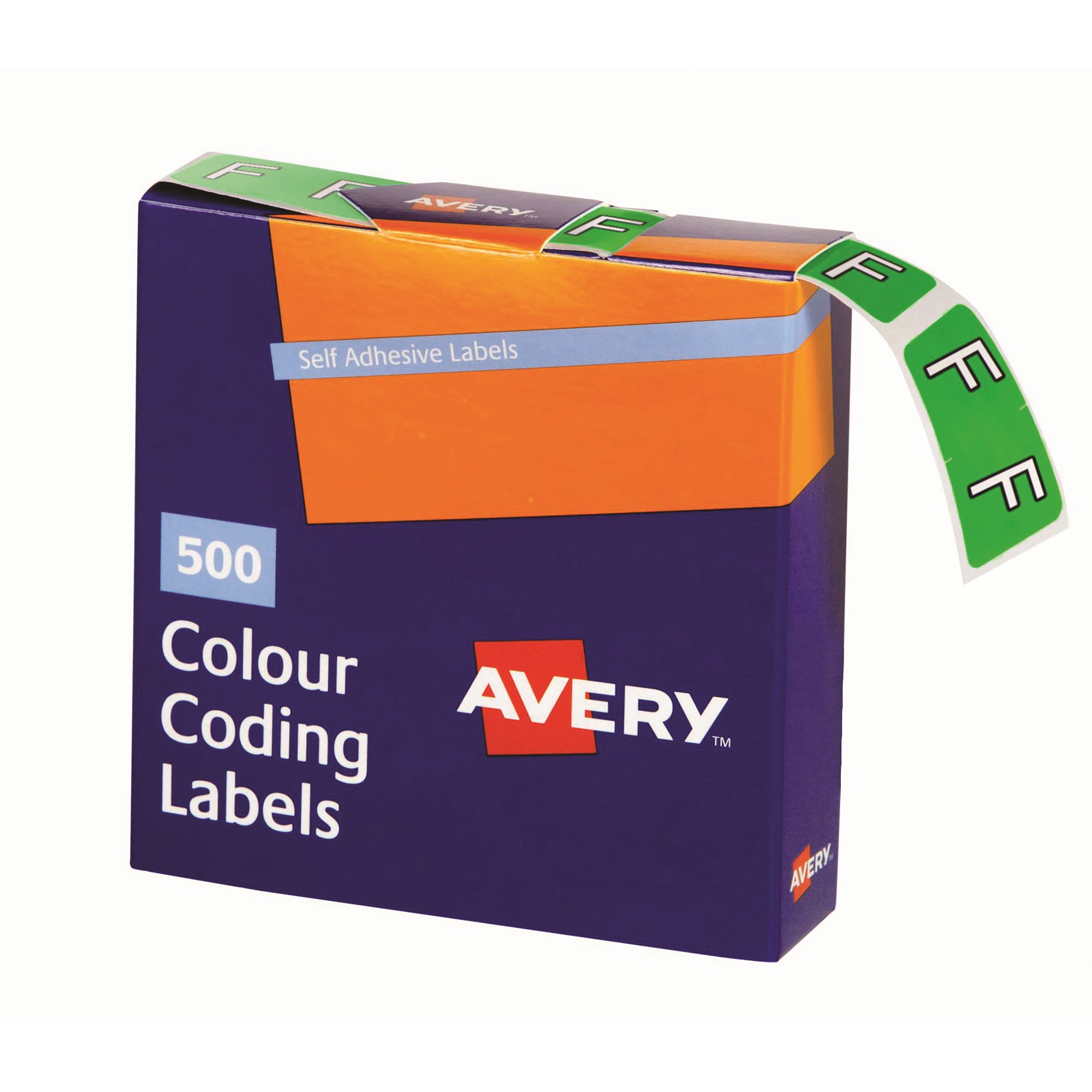 Avery Alphabet Coding Label F Side Tab 25x38mm Light Green Box  Of 500