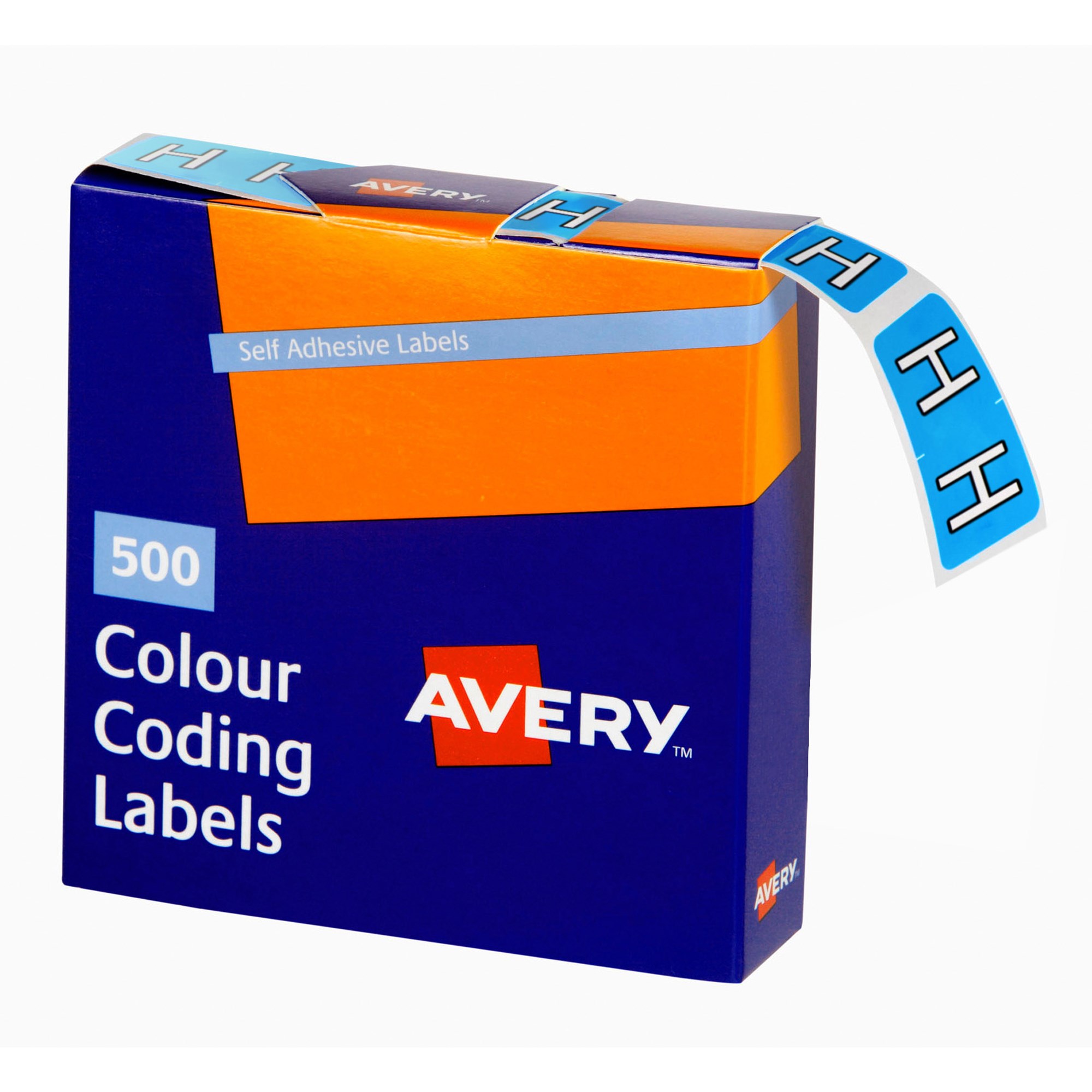 Avery Alphabet Coding Label H Side Tab 25x38mm Blue Box  Of 500
