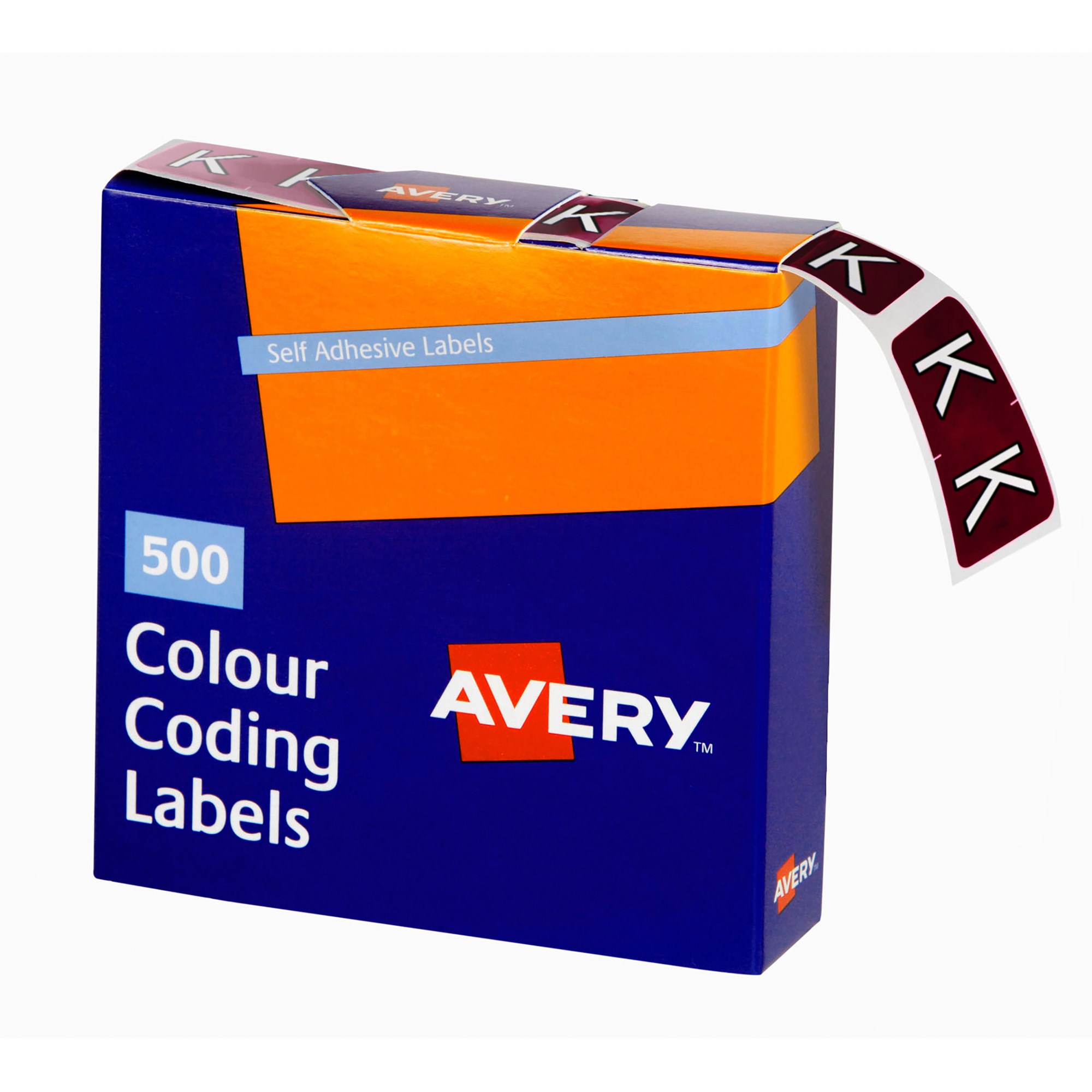 Avery Alphabet Coding Label K Side Tab 25x38mm Brown Box Of 500