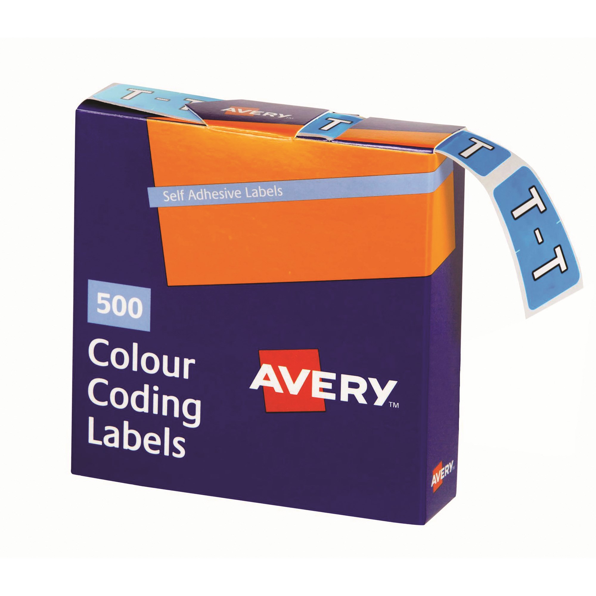 Avery Alphabet Coding Label T Side Tab 25x38mm Blue Box  Of 500
