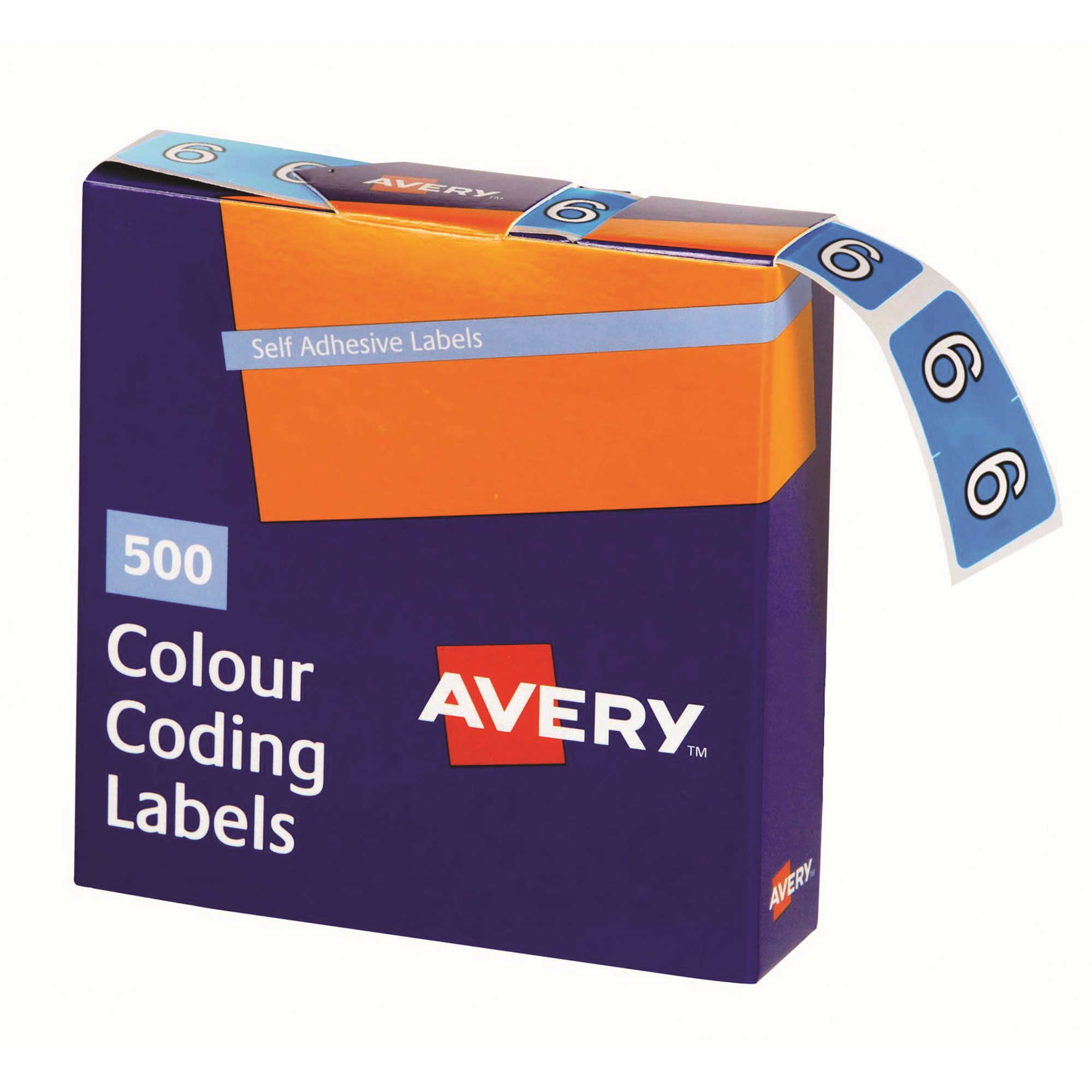 Avery Numeric Coding Label 6 Side Tab 25x38mm Blue Box Of 500