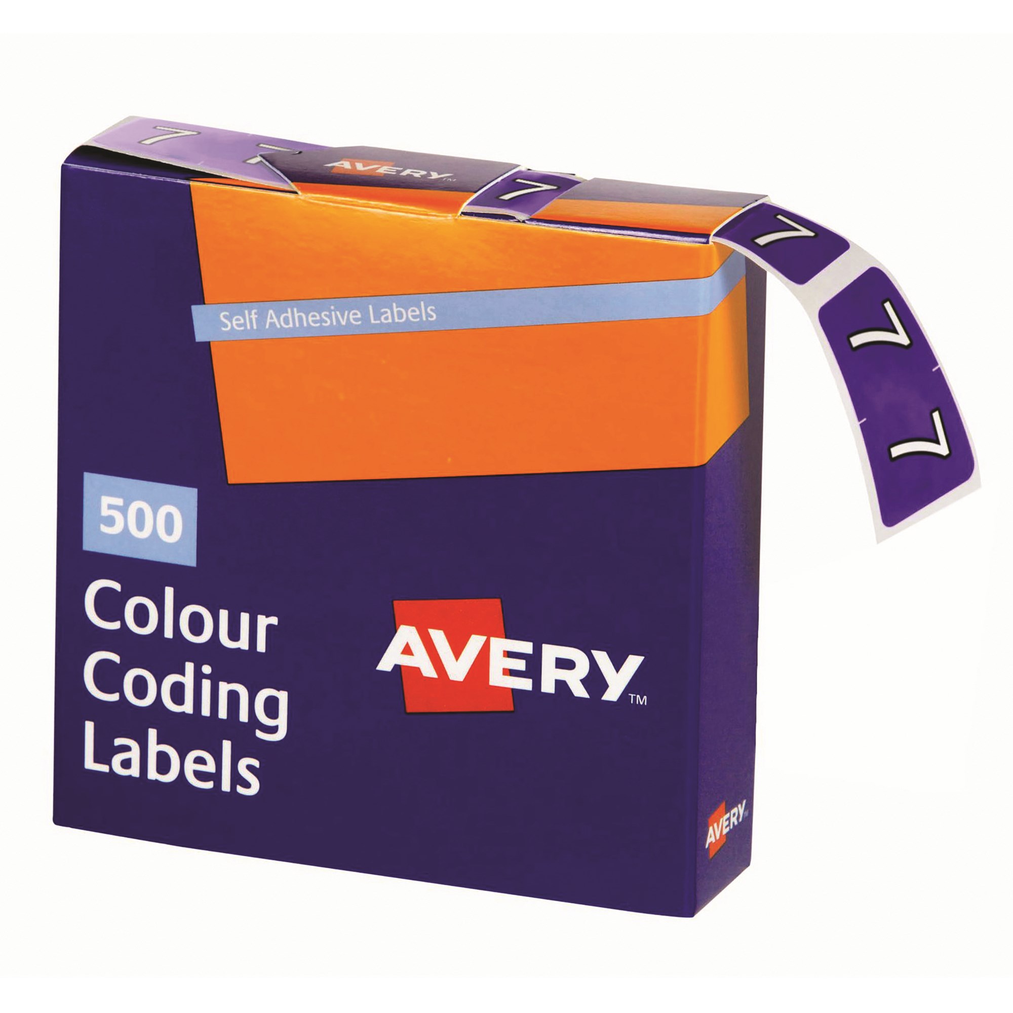 Avery Numeric Coding Label 7 Side Tab 25x38mm Purple Box  Of 500