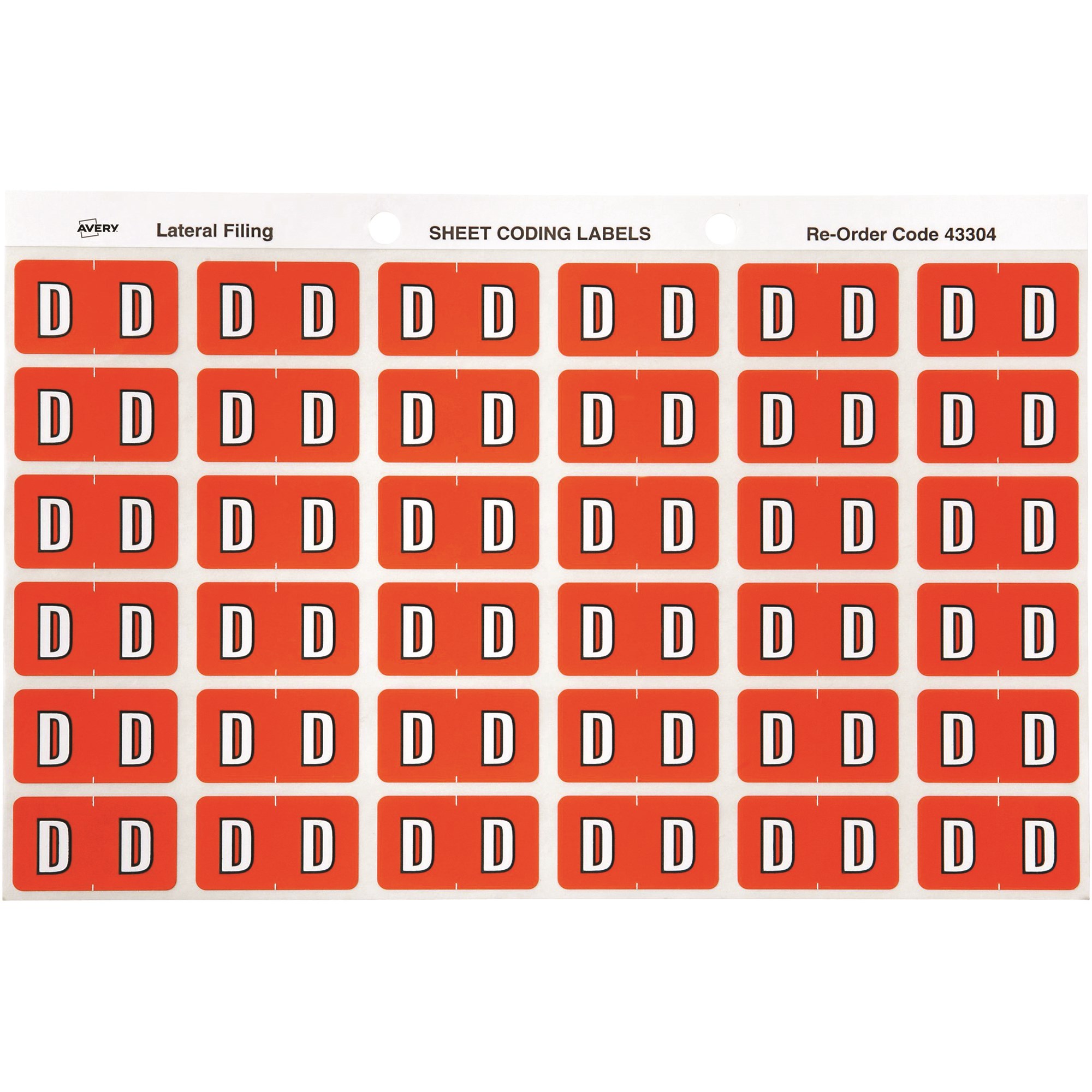 Avery Alphabet Coding Label D Side Tab 25x38mm Dark Orange Pack Of 180
