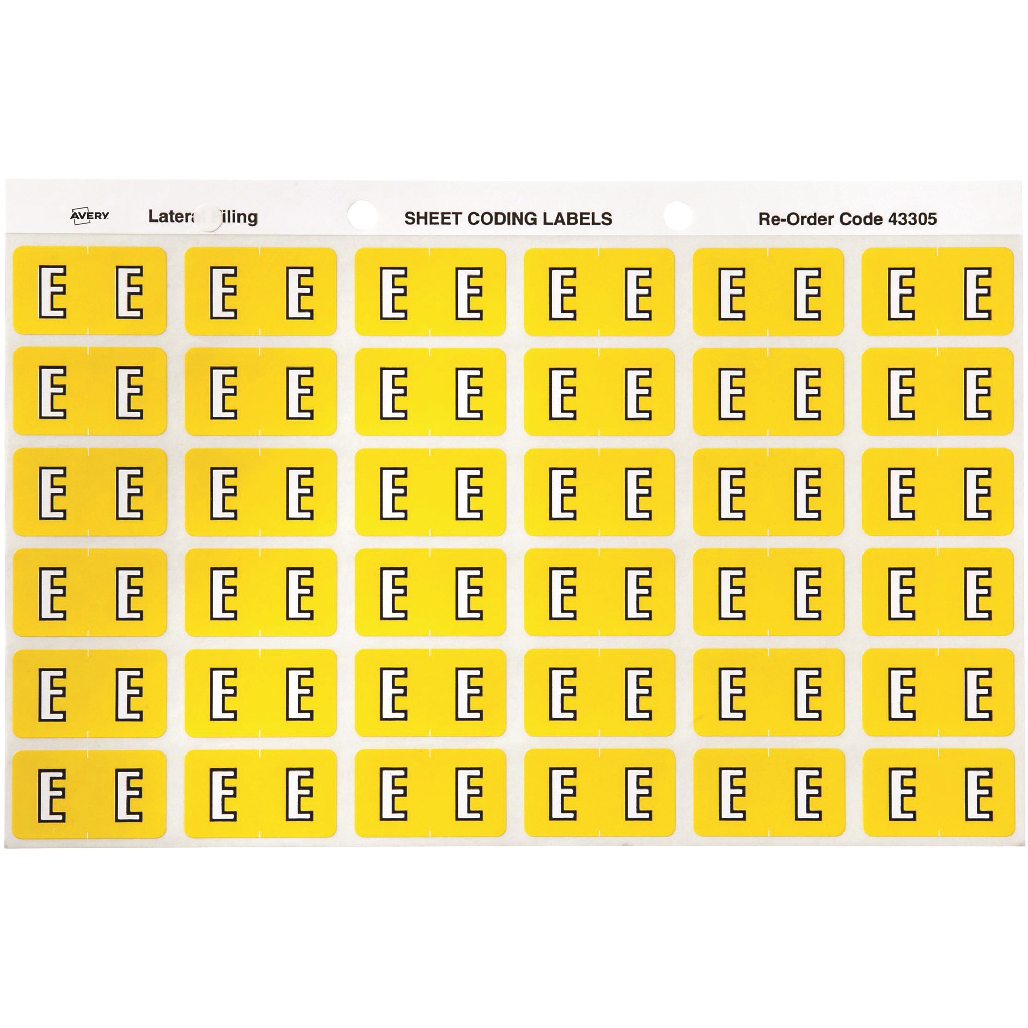 Avery Alphabet Coding Label E Side Tab 25x38mm Yellow Pack  Of 180