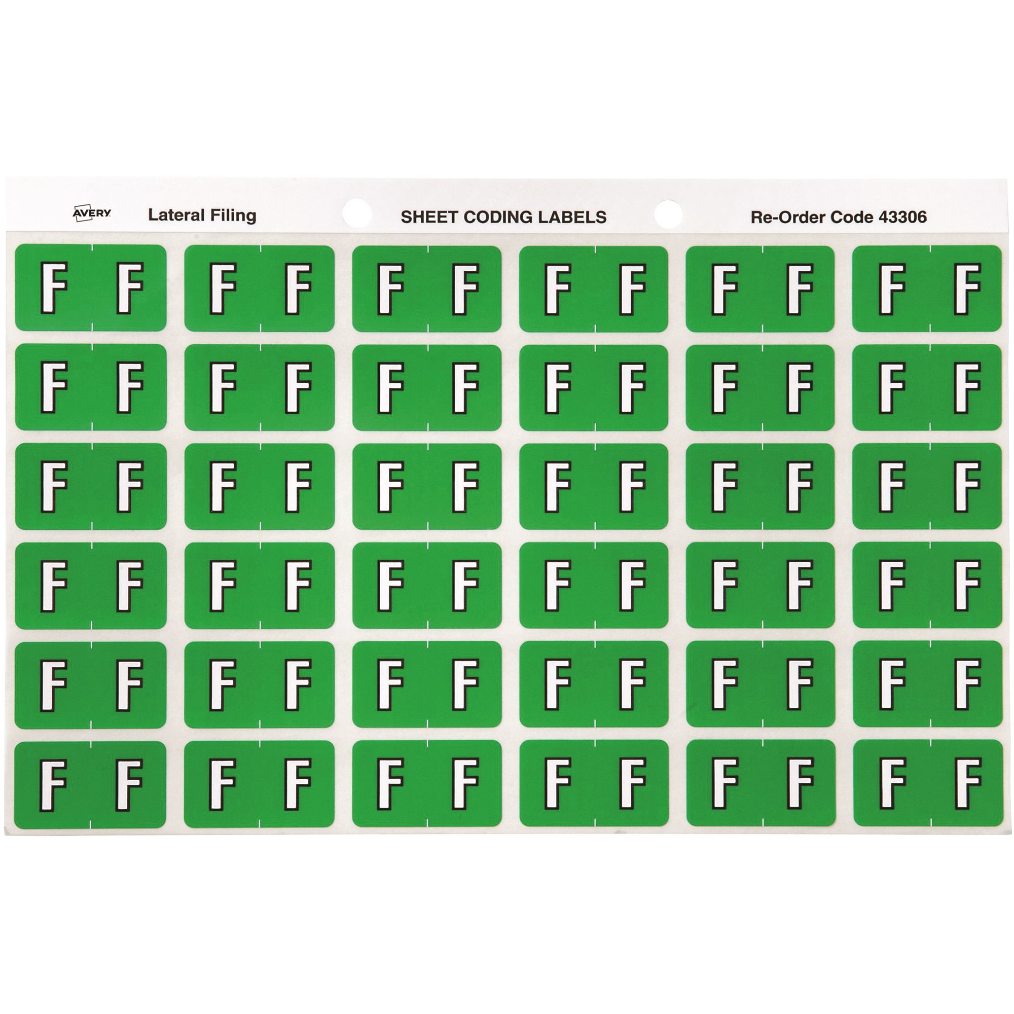 Avery Alphabet Coding Label F Side Tab 25x38mm Light Green Pack Of 180