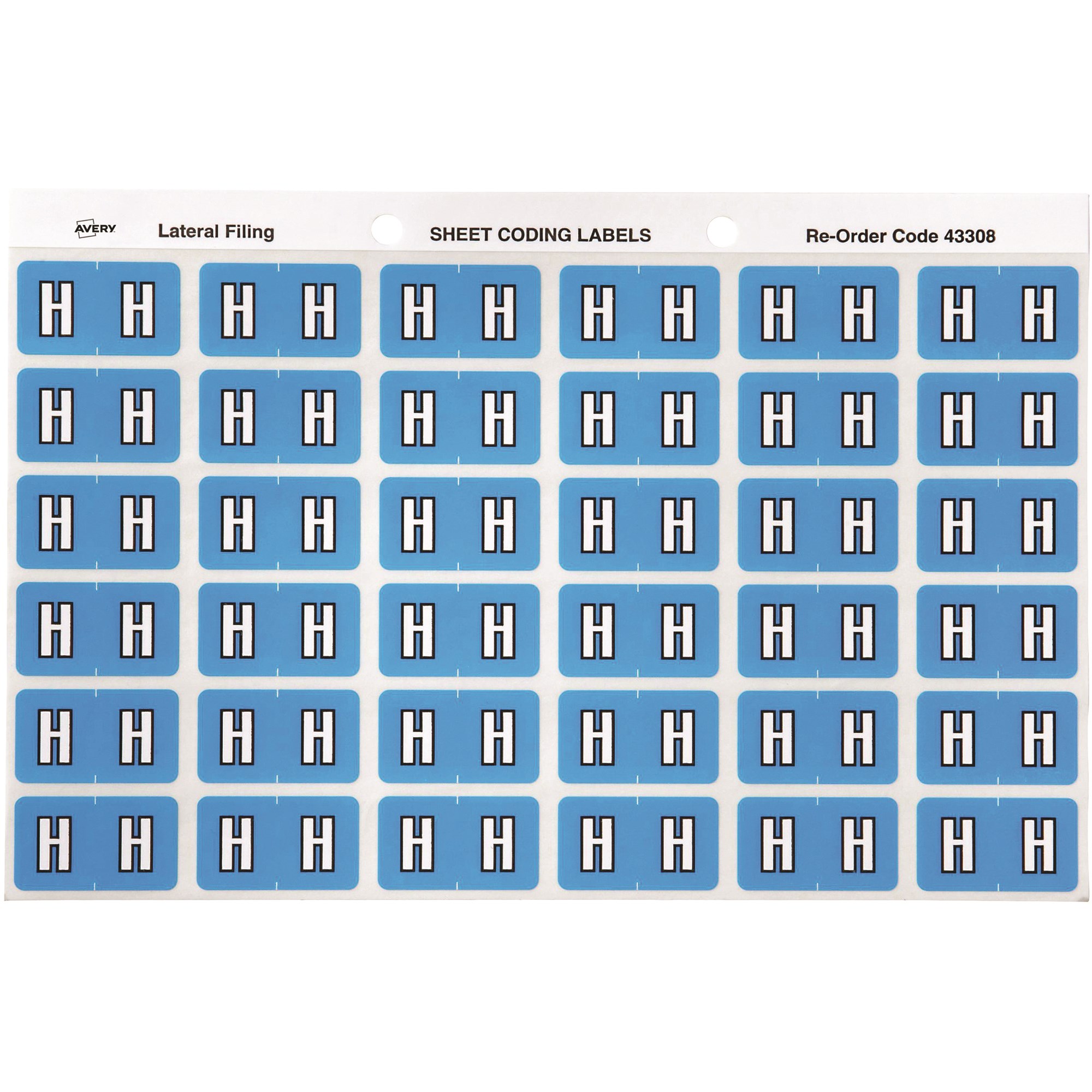 Avery Alphabet Coding Label H Side Tab 25x38mm Blue Pack  Of 180