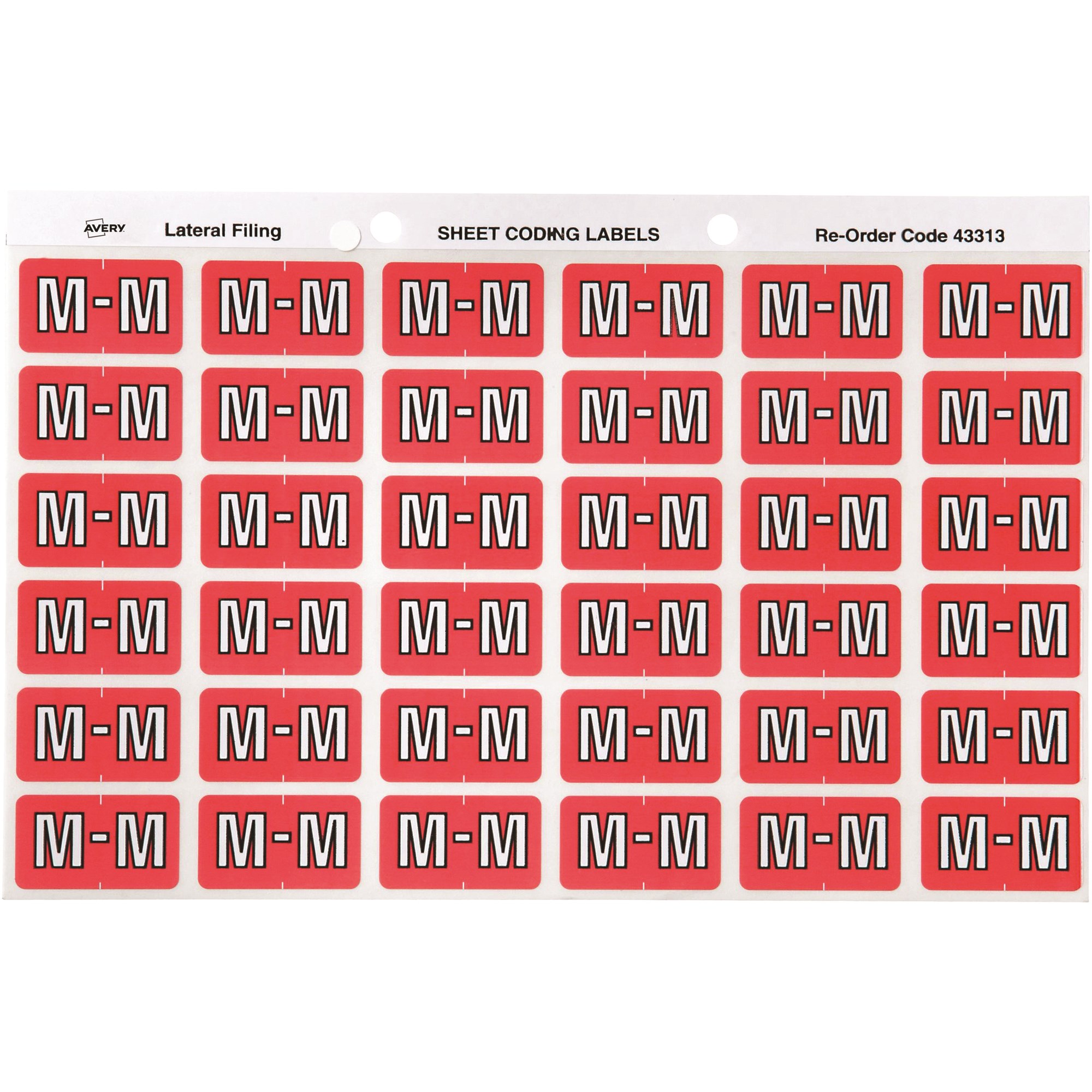 Avery Alphabet Coding Label M Side Tab 25x38mm Pink Pack  Of 180